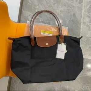 NWT Longchamp Le Pliage Original Large Shoulder Nylon Bag Tote Black